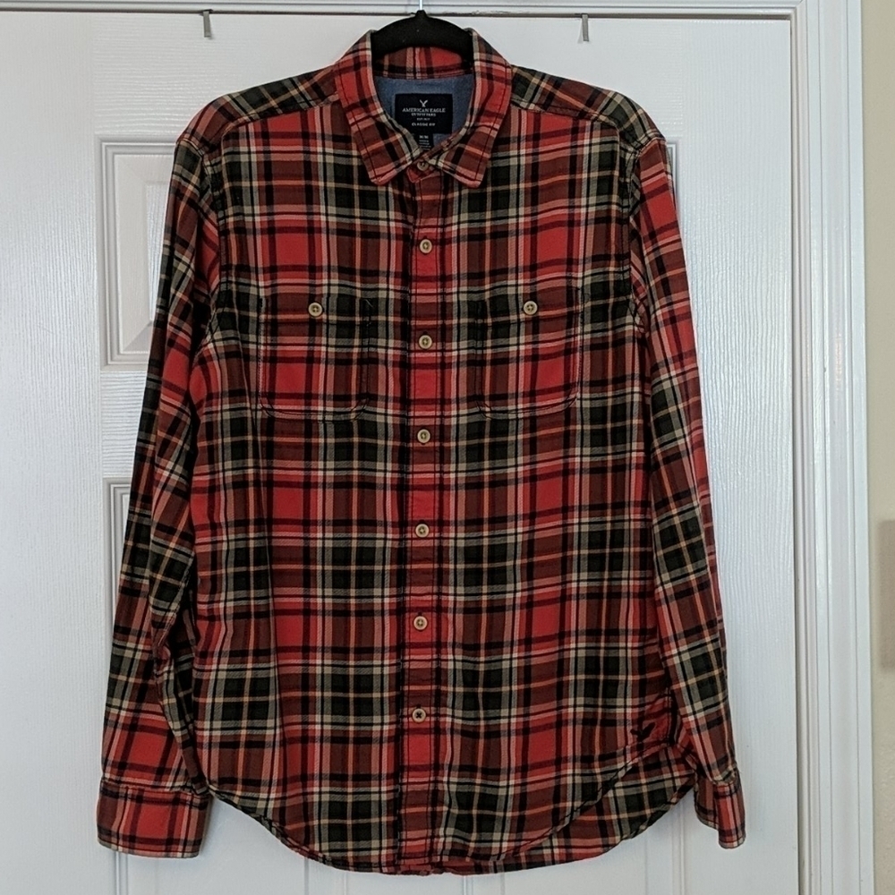 Men's AMERICAN EAGLE Classic Fit Plaid Button Down